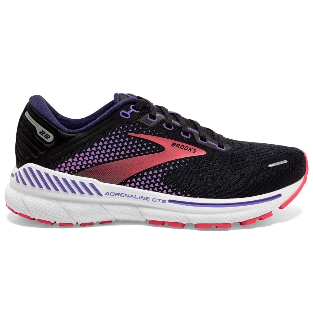 BROOKS Adrenaline GTS 22 Wide D Womens Running Shoes Black/Purple/Coral 3 BROOKS Adrenaline GTS 22 Wide D Womens Running Shoes Black/Purple/Coral