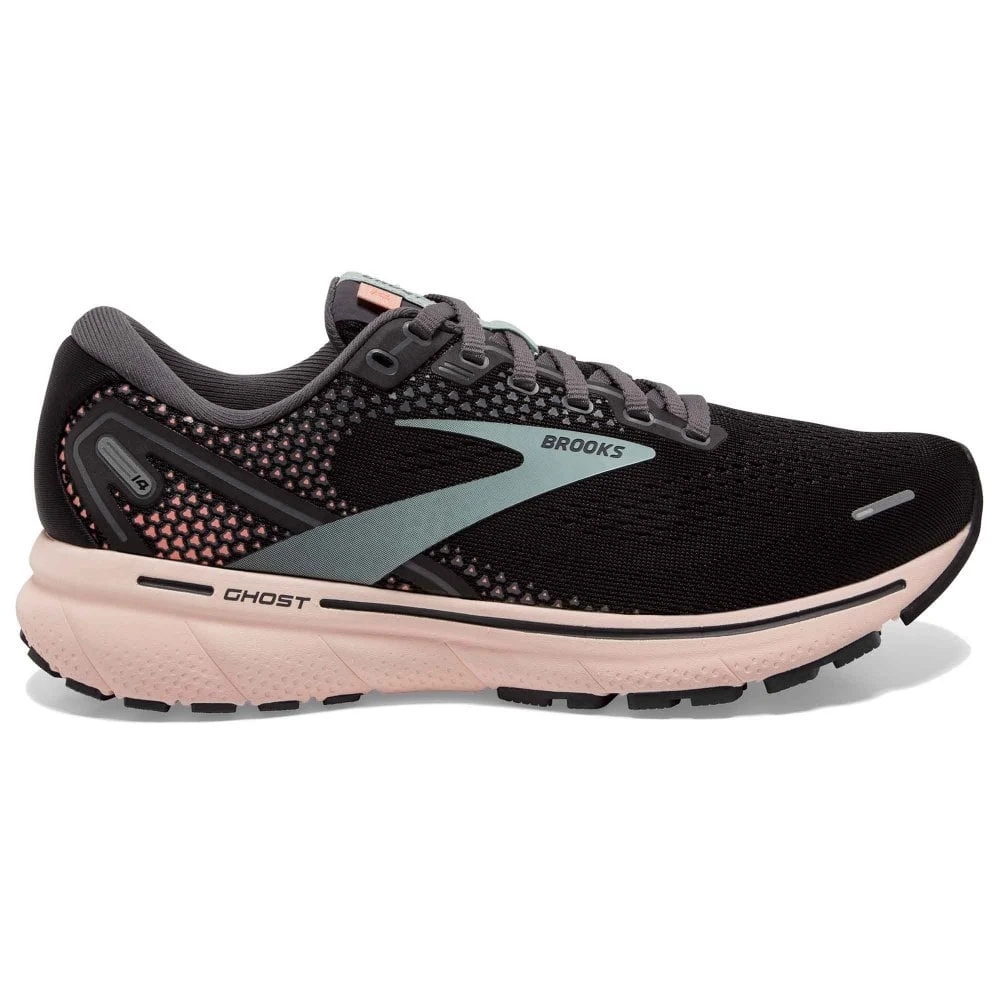 BROOKS Ghost 14 Womens Running Shoes Black/Pearl/Peach 3 BROOKS Ghost 14 Womens Running Shoes Black/Pearl/Peach
