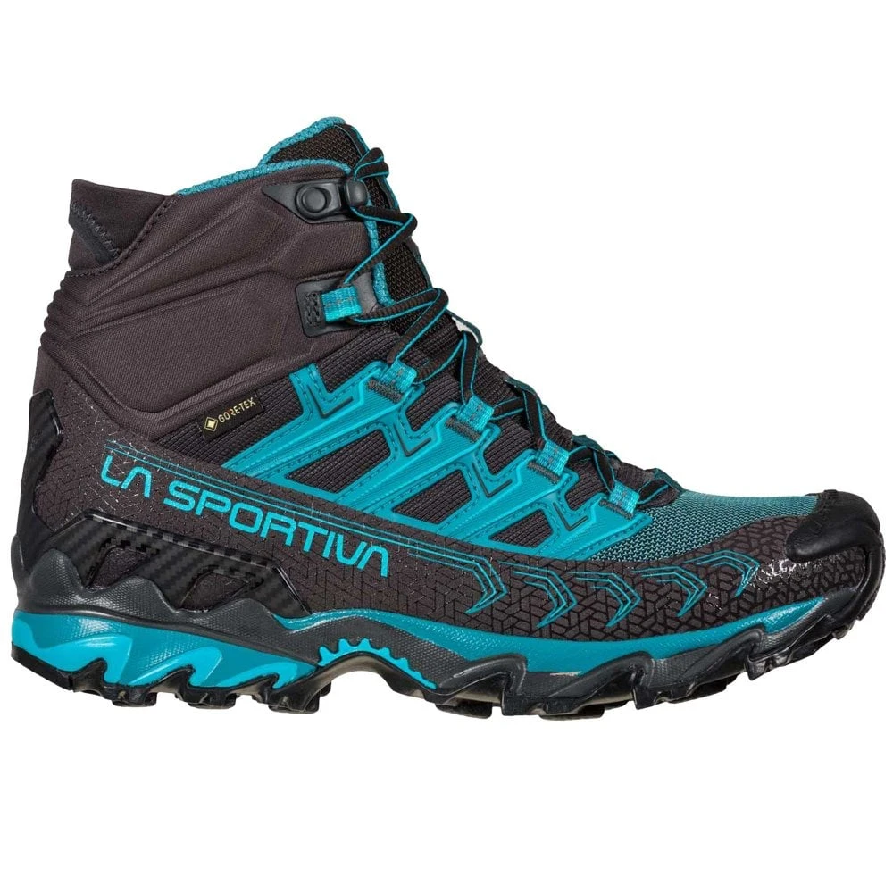 La Sportiva Ultra Raptor II Mid GTX Wide Womens Hiking Boots Carbon/Topaz 3 La Sportiva Ultra Raptor II Mid GTX Wide Womens Hiking Boots Carbon/Topaz